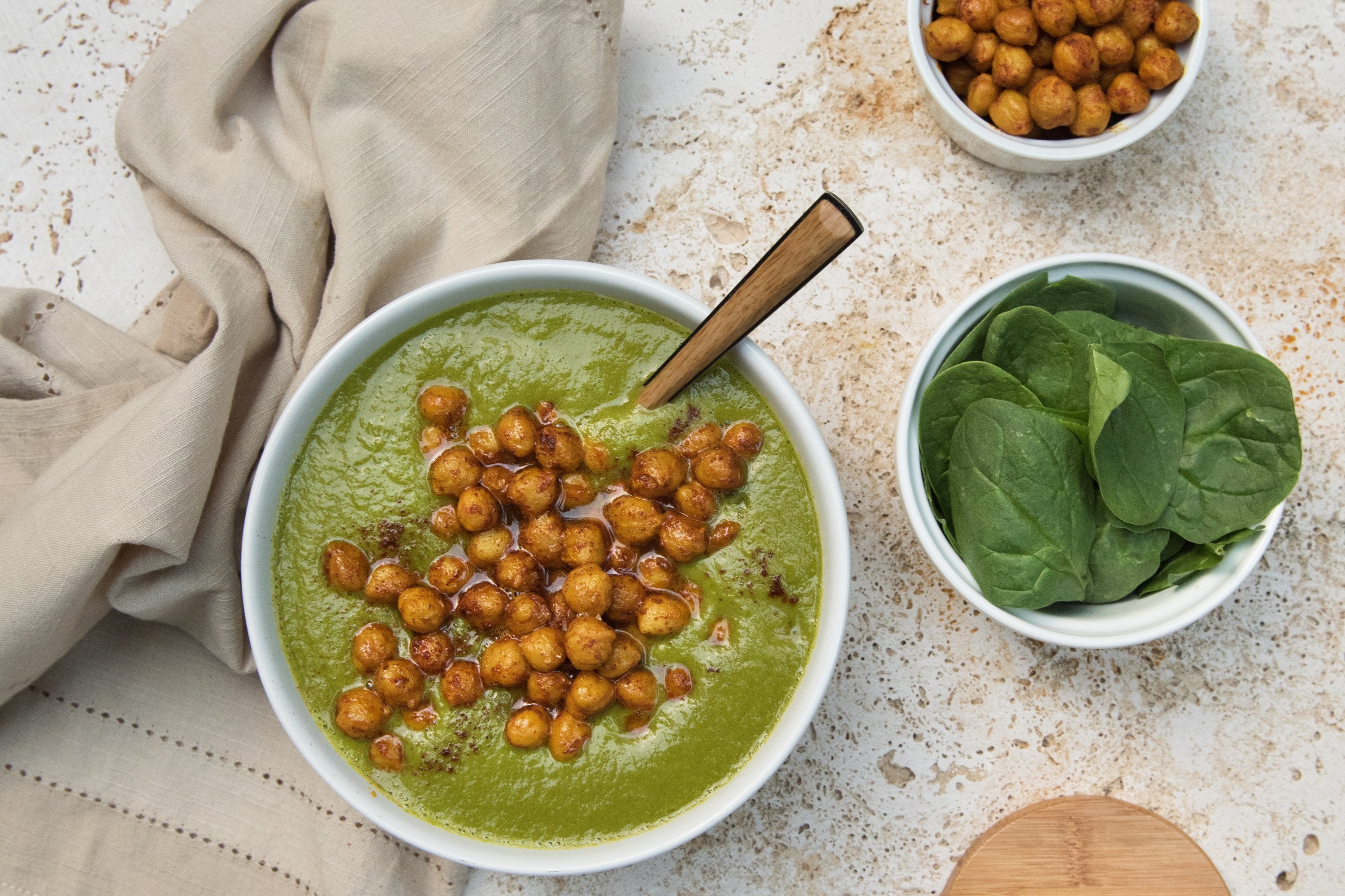Caramelized Leek Soup with Turmeric Toasted Chickpeas